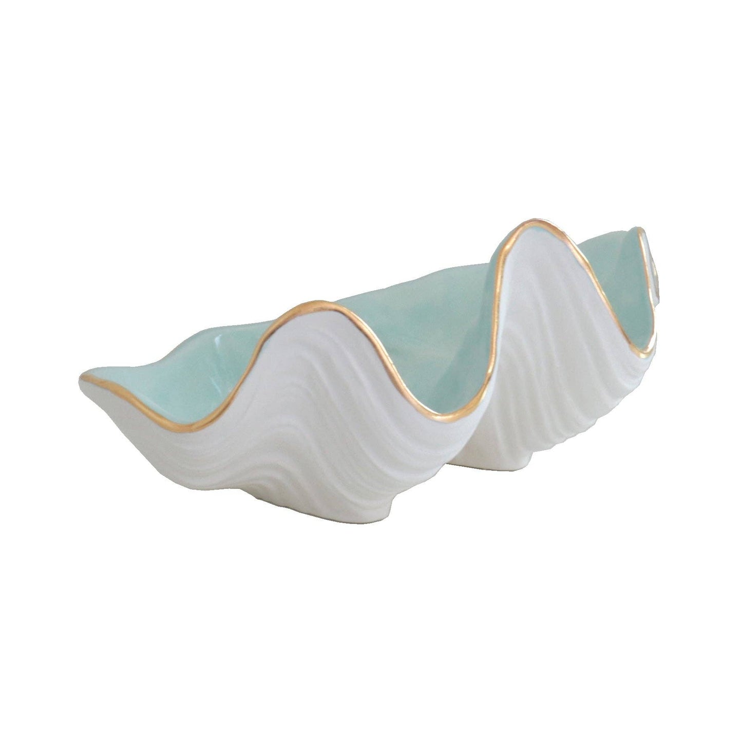 Clam Shell Bowl with 22K Gold Accent: Beige / Large