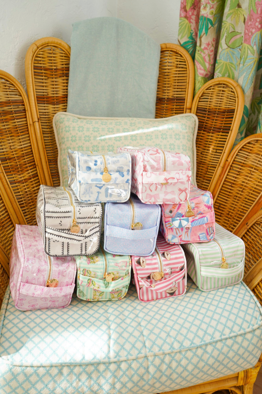 Green + Pink Stripe Dopp Kit