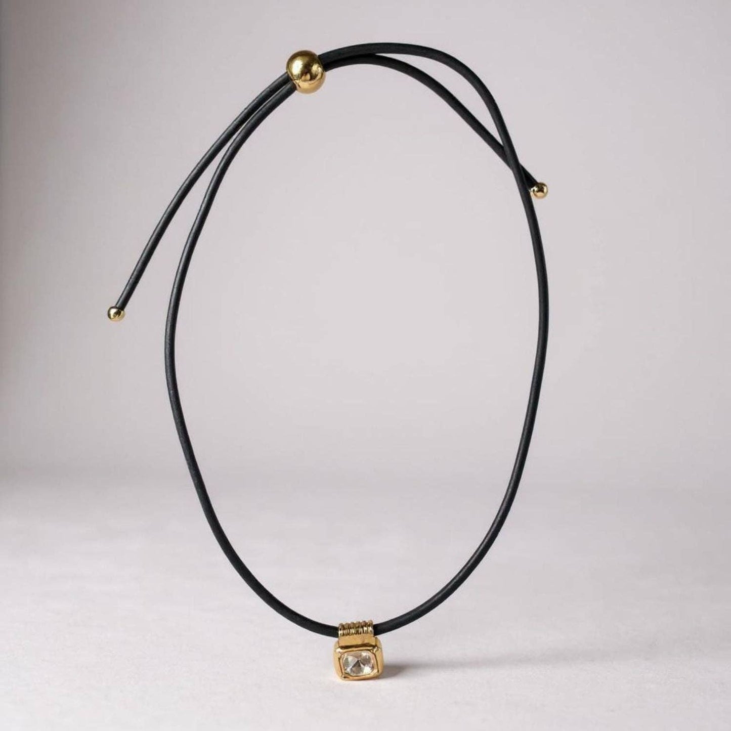 Leather Cord Necklace - Black