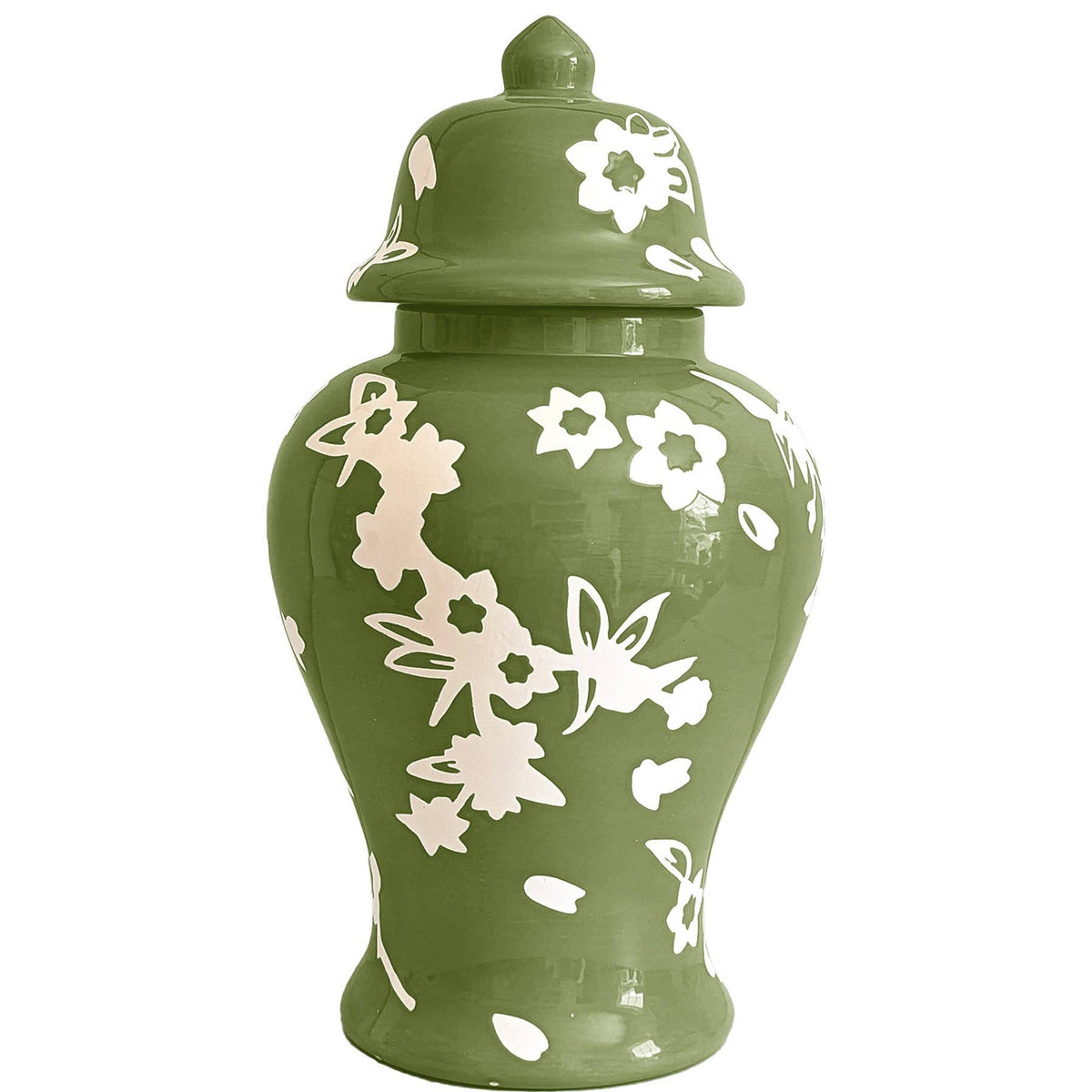 Sakura Ginger Jars in Moss Green: Large