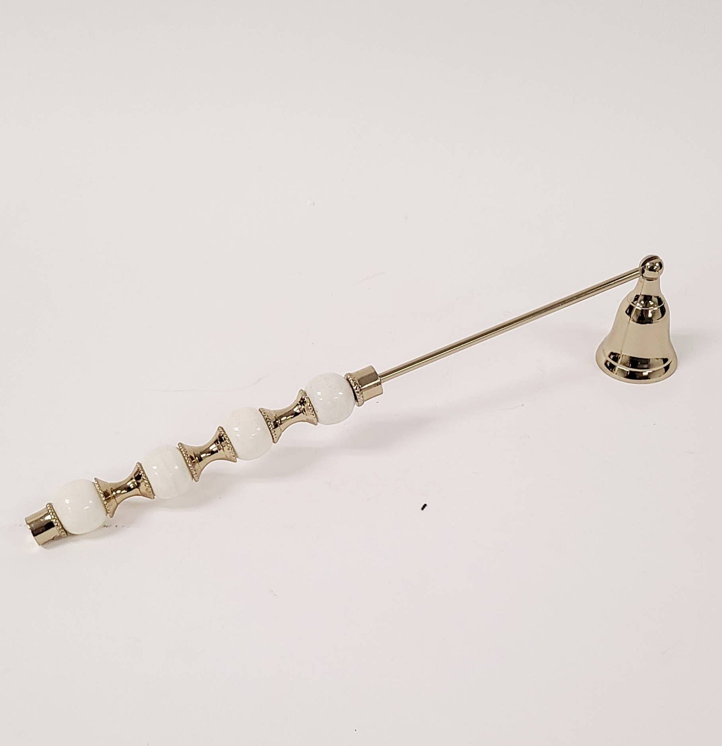 White and Gold Beaded Candle Snuffer