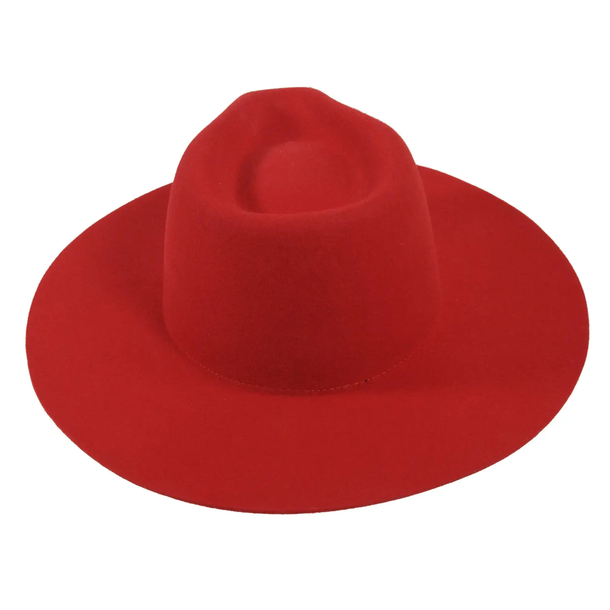 Women's Wool Felt Flat Brim Fedora Hat - Style Rancher: White / SM