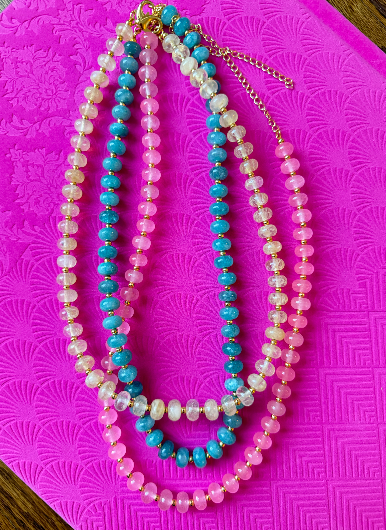 Sea Glass Necklace - Hot Pink