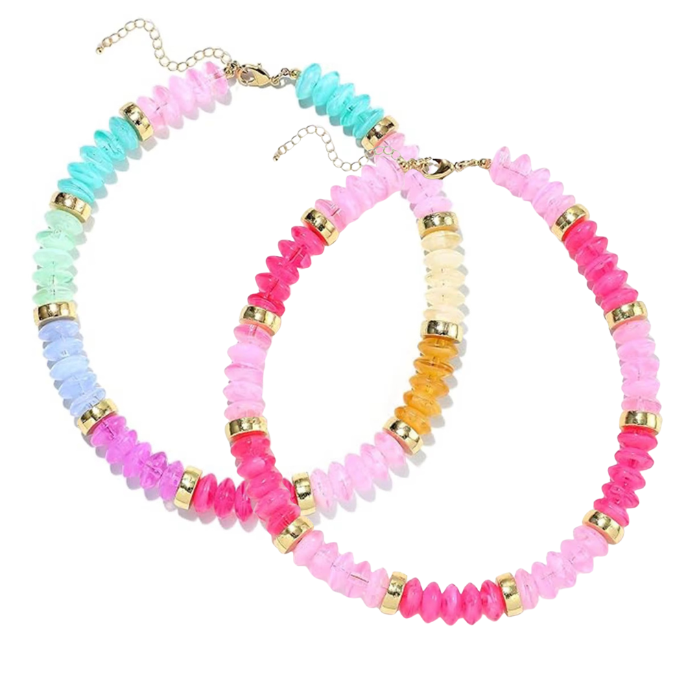 Boardwalk Bead Necklace: Pink