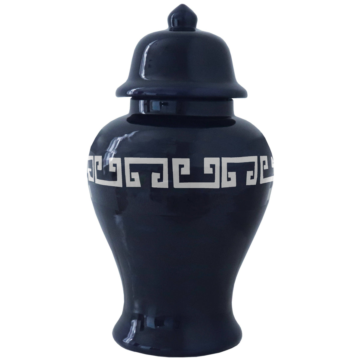 Navy Blue Greek Key Ginger Jars: Medium