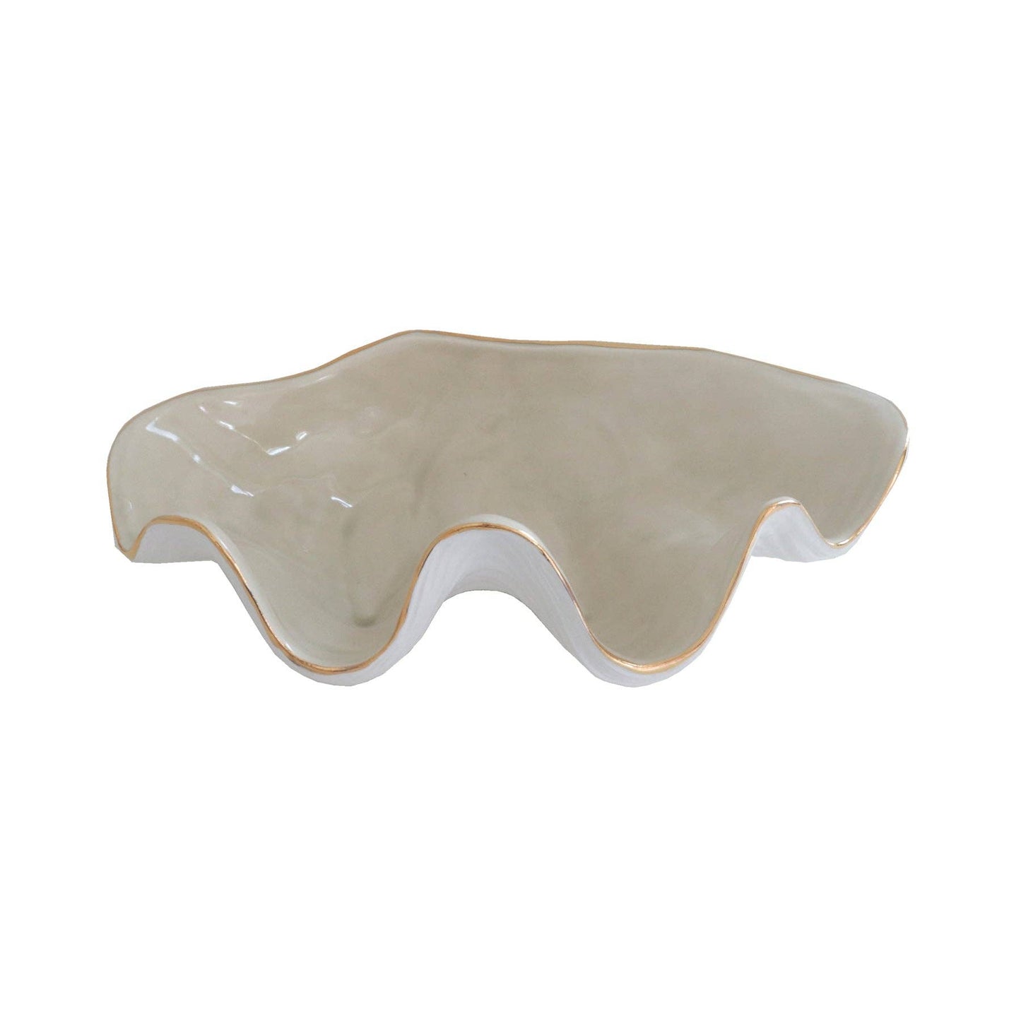 Clam Shell Bowl with 22K Gold Accent: Coral / Small