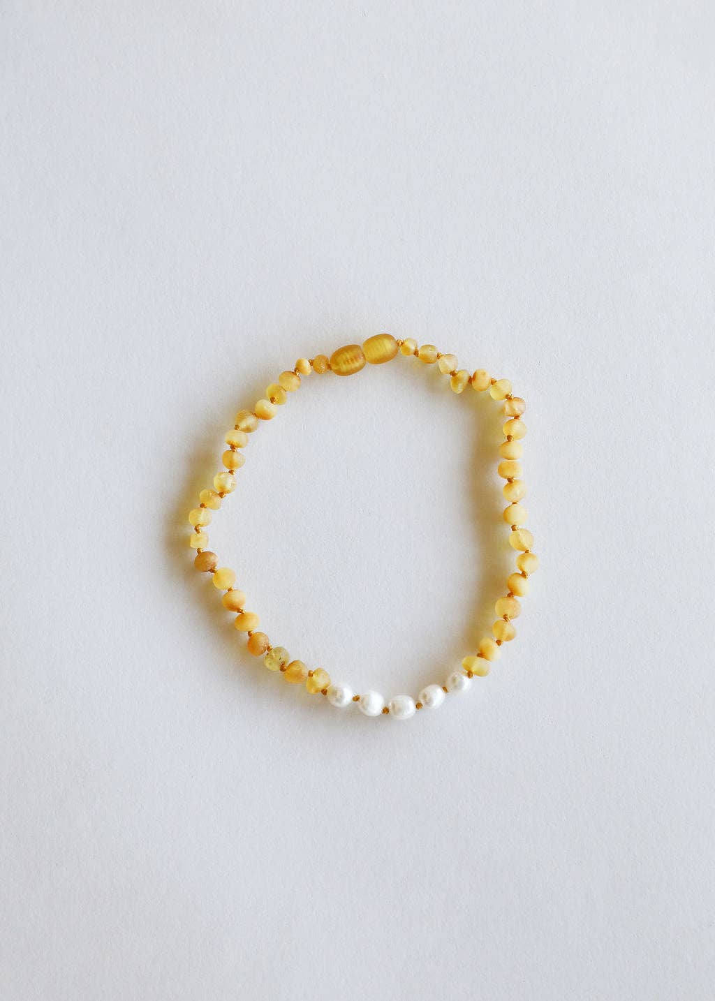 Raw Honey Baltic Amber + Pearl || Necklace: 11" Baby Necklace