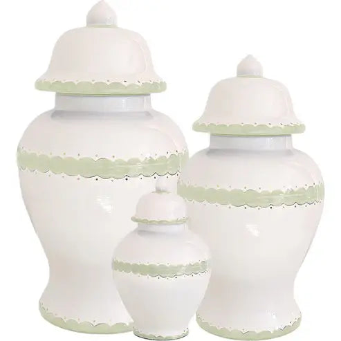 Scallop Ginger Jars in Soft Green: Medium