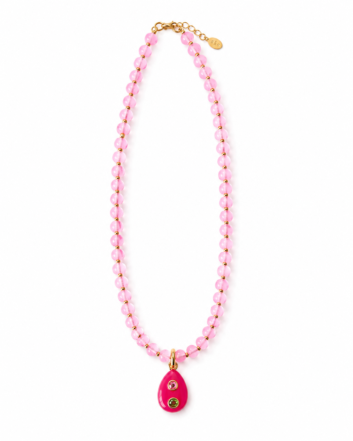 Beaded TearDrop Necklace - Pink