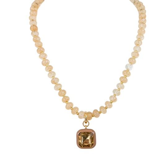 Harvest Pendant Beaded Necklace - Toasted Almond: Toasted Almond / Necklace