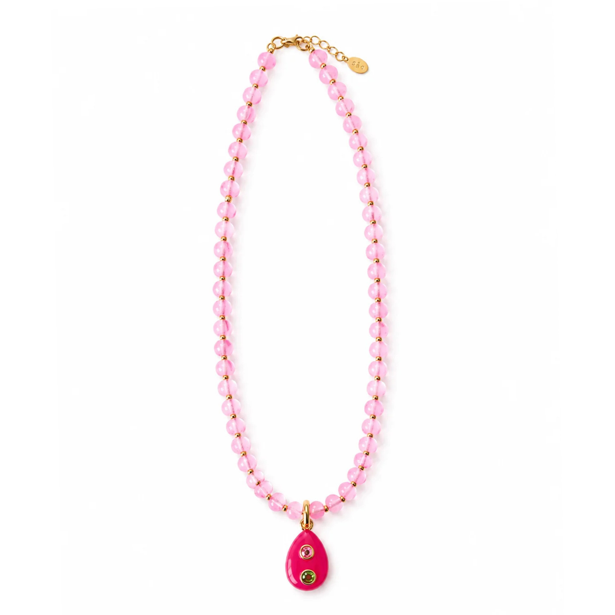 Beaded TearDrop Necklace - Pink