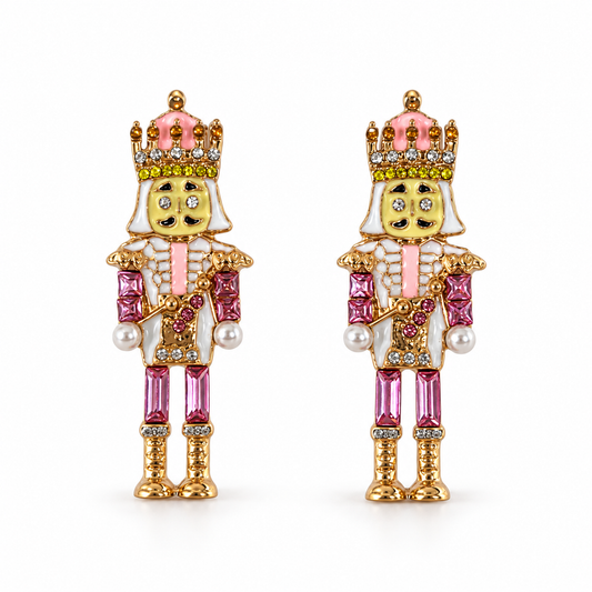 Nutcracker Stud Earrings Pink