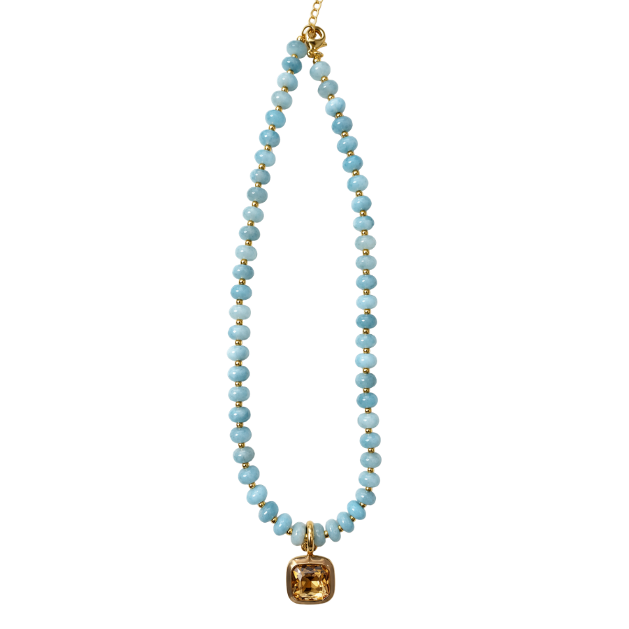 Harvest Pendant Necklace - Dusty Blue / Tan