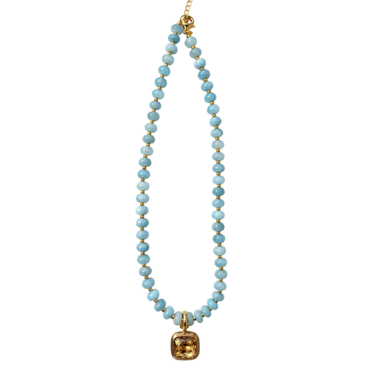 Harvest Pendant Necklace - Dusty Blue / Tan
