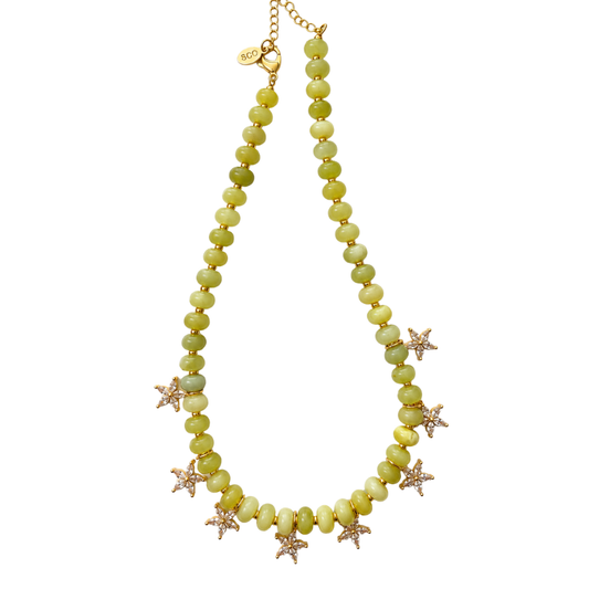 Beaded Bloom Necklace - Chartreuse