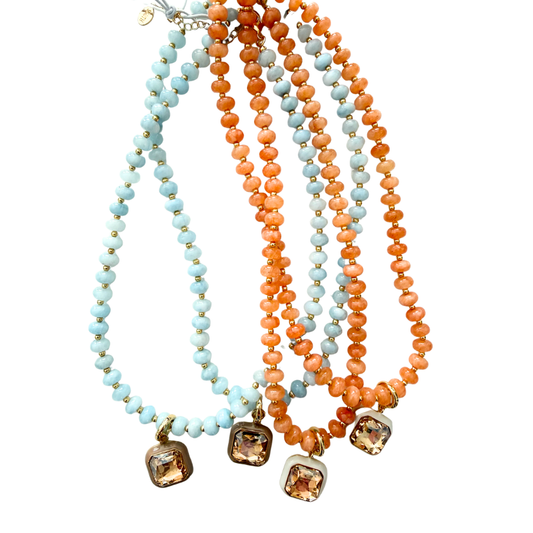 Harvest Pendant Necklace - Peach / Egret