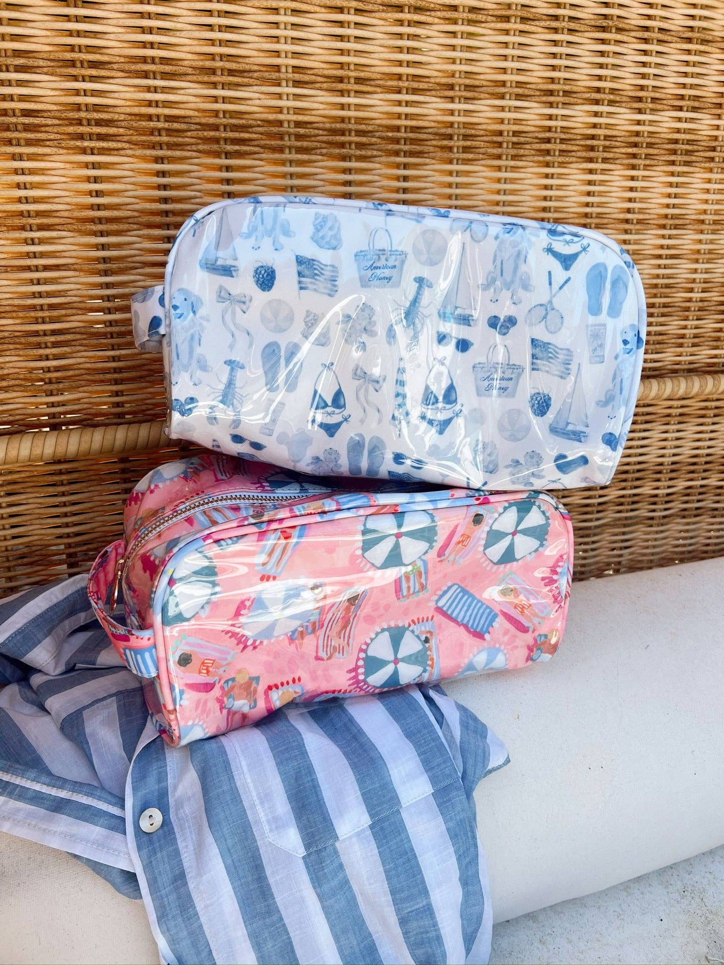 Green + Pink Stripe Dopp Kit