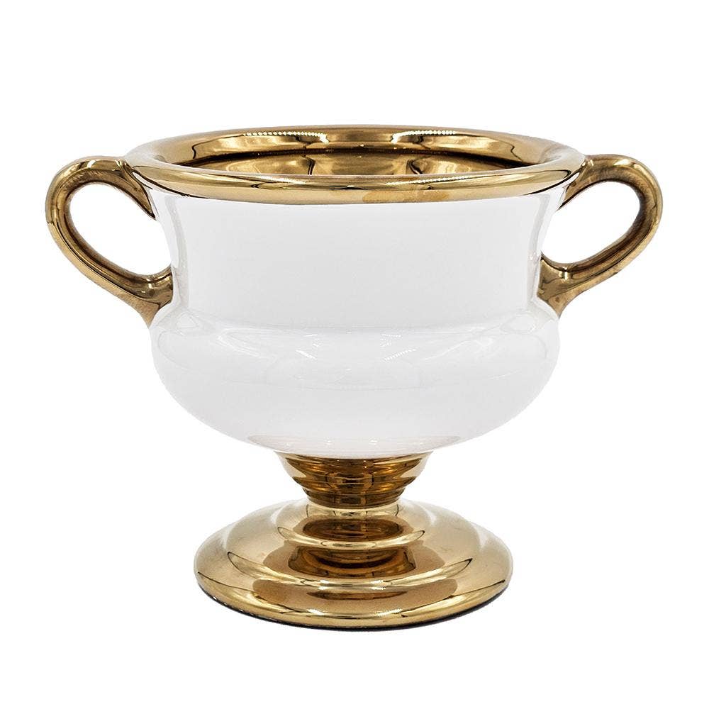 White & Gold Ceramic Flower Vase