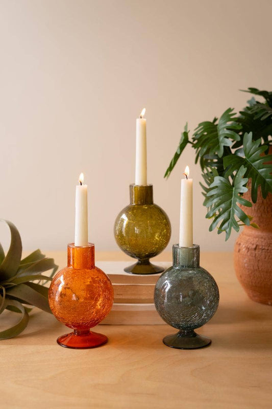 Glass Ball Candle Holders- Set of Three