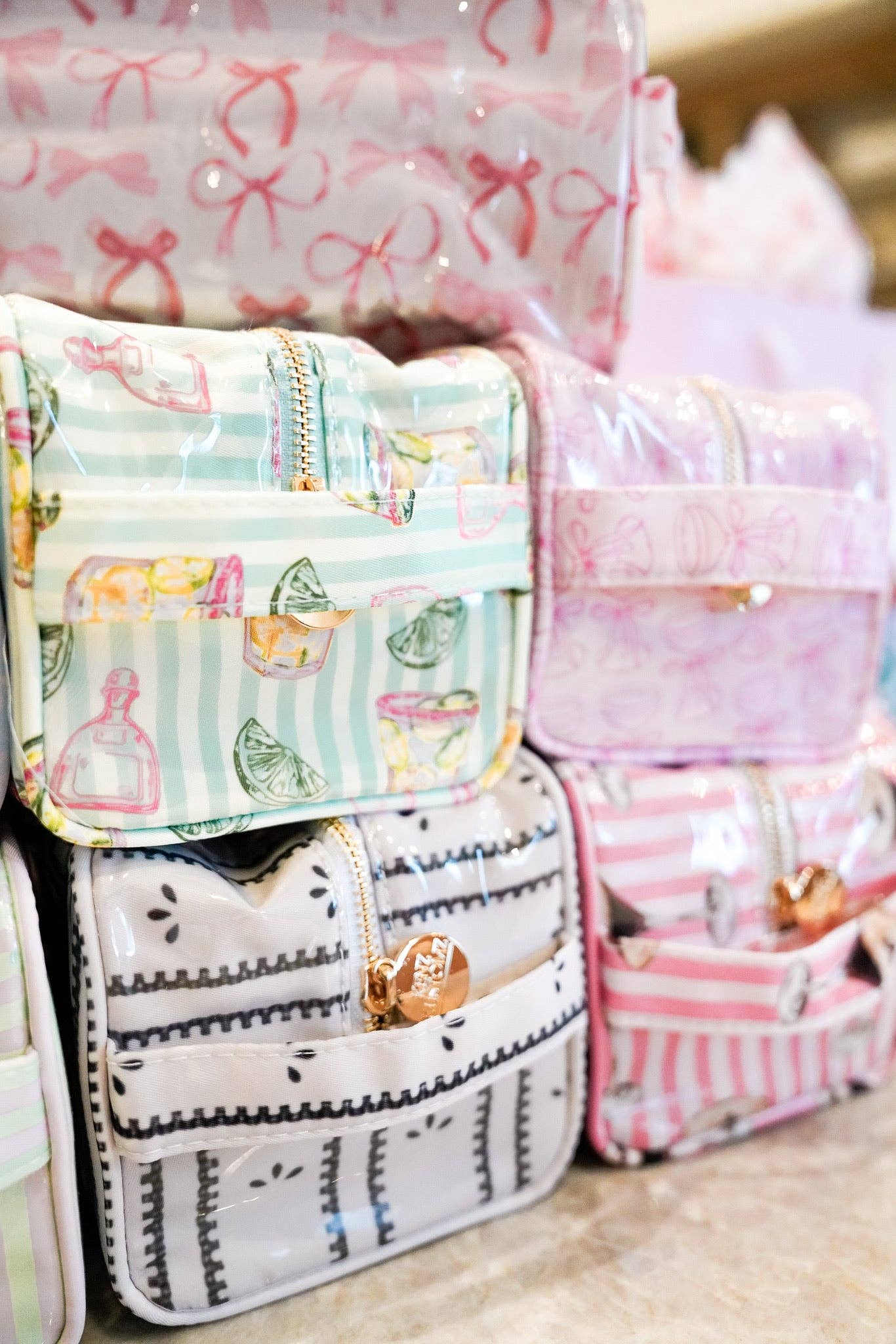 Green + Pink Stripe Dopp Kit