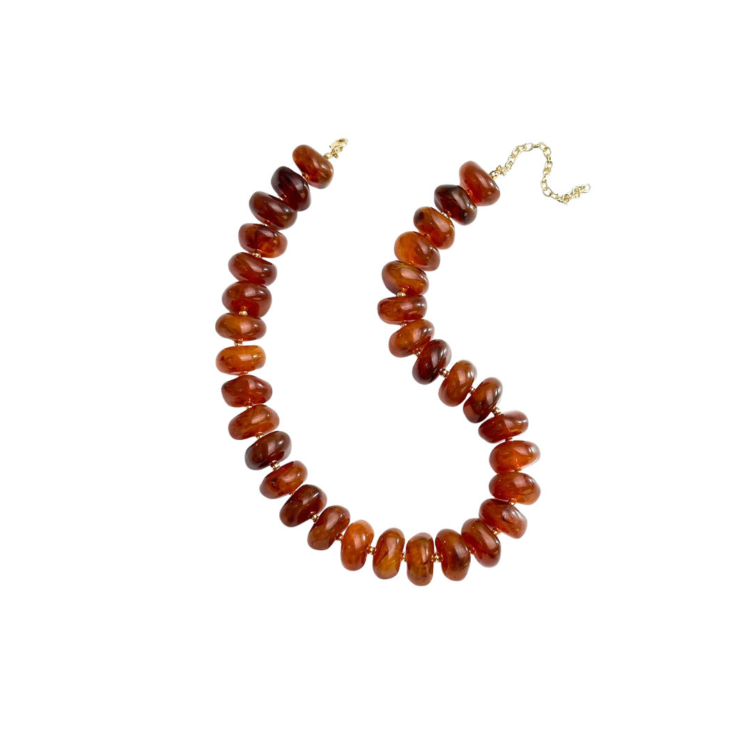 Chunky Beaded Necklace: Beige