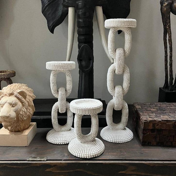 Faux Ivory Candle Holder Medium