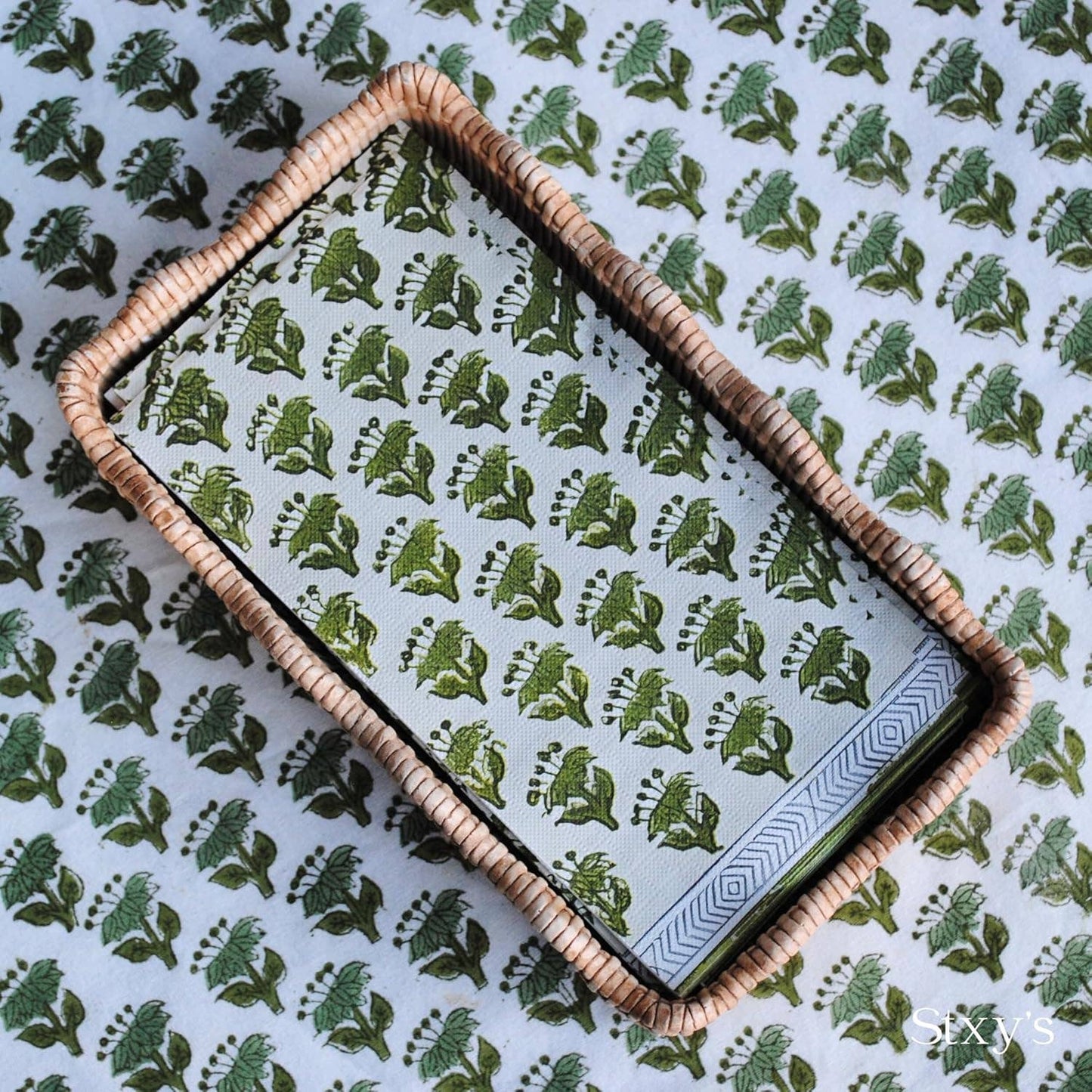 Green Floral Paper Guest Napkins