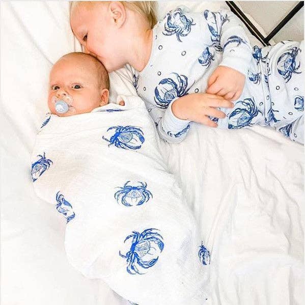Blue Crab Baby Muslin Swaddle