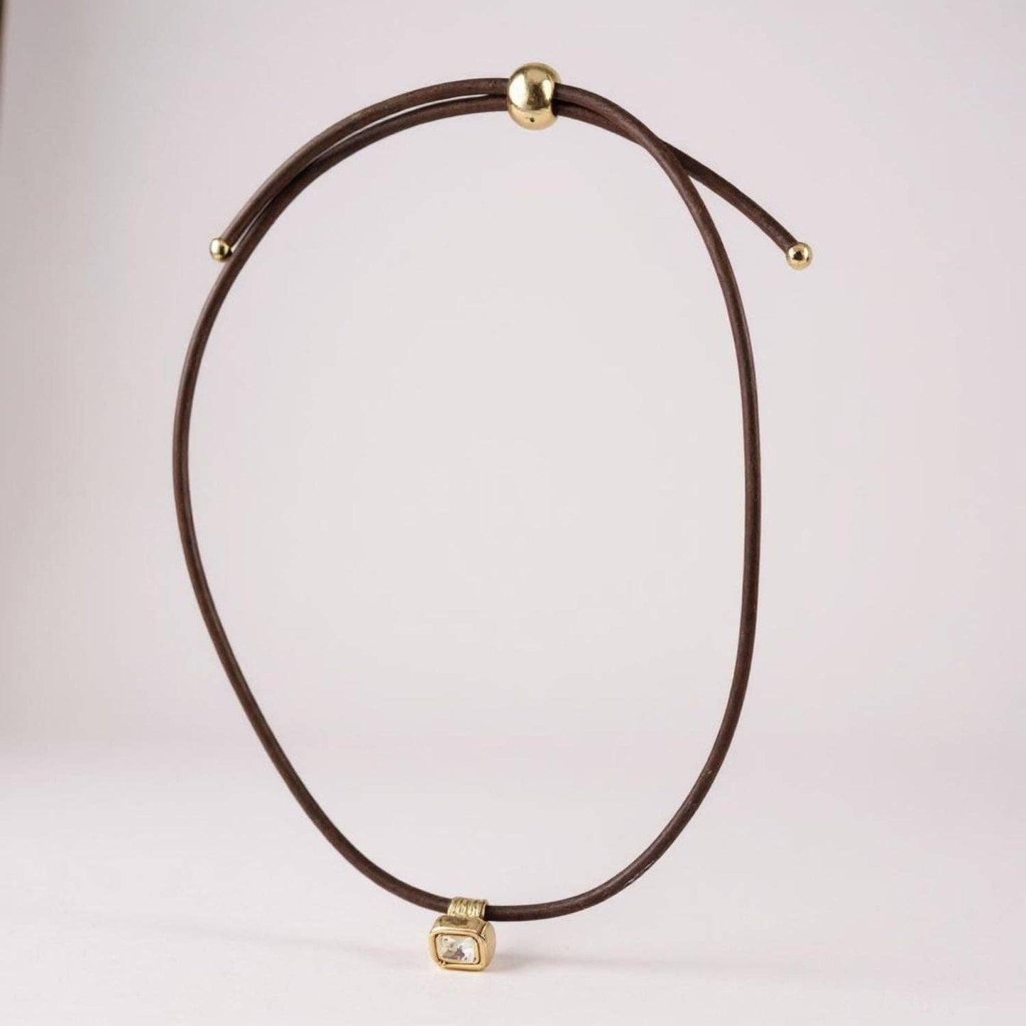 Leather Cord Necklace - Brown