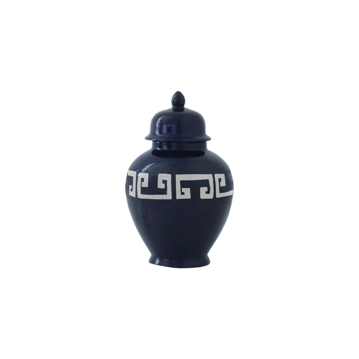 Navy Blue Greek Key Ginger Jars: Medium