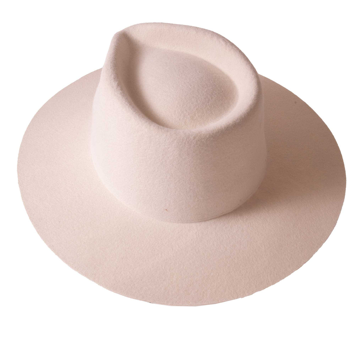 Women's Wool Felt Flat Brim Fedora Hat - Style Rancher: White / SM