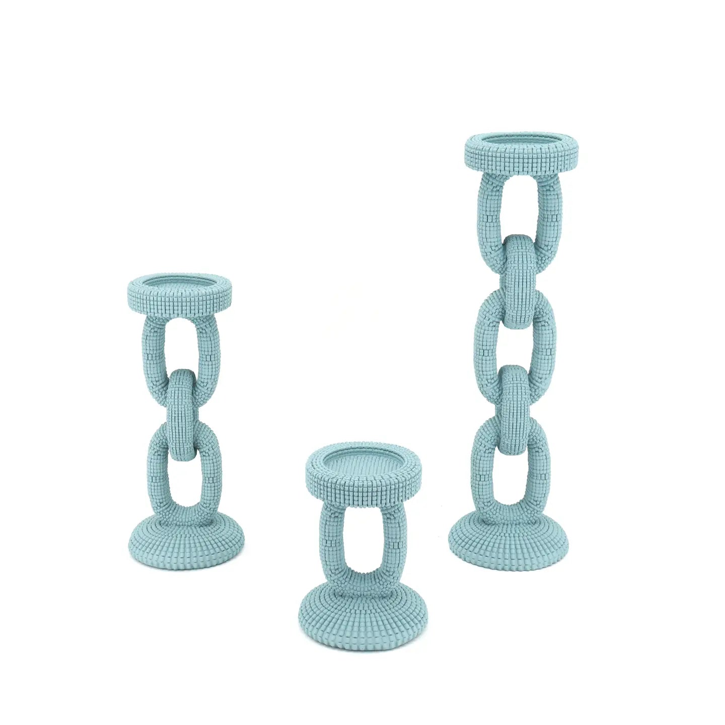 Fansea Blue Bead Candle Holder Small
