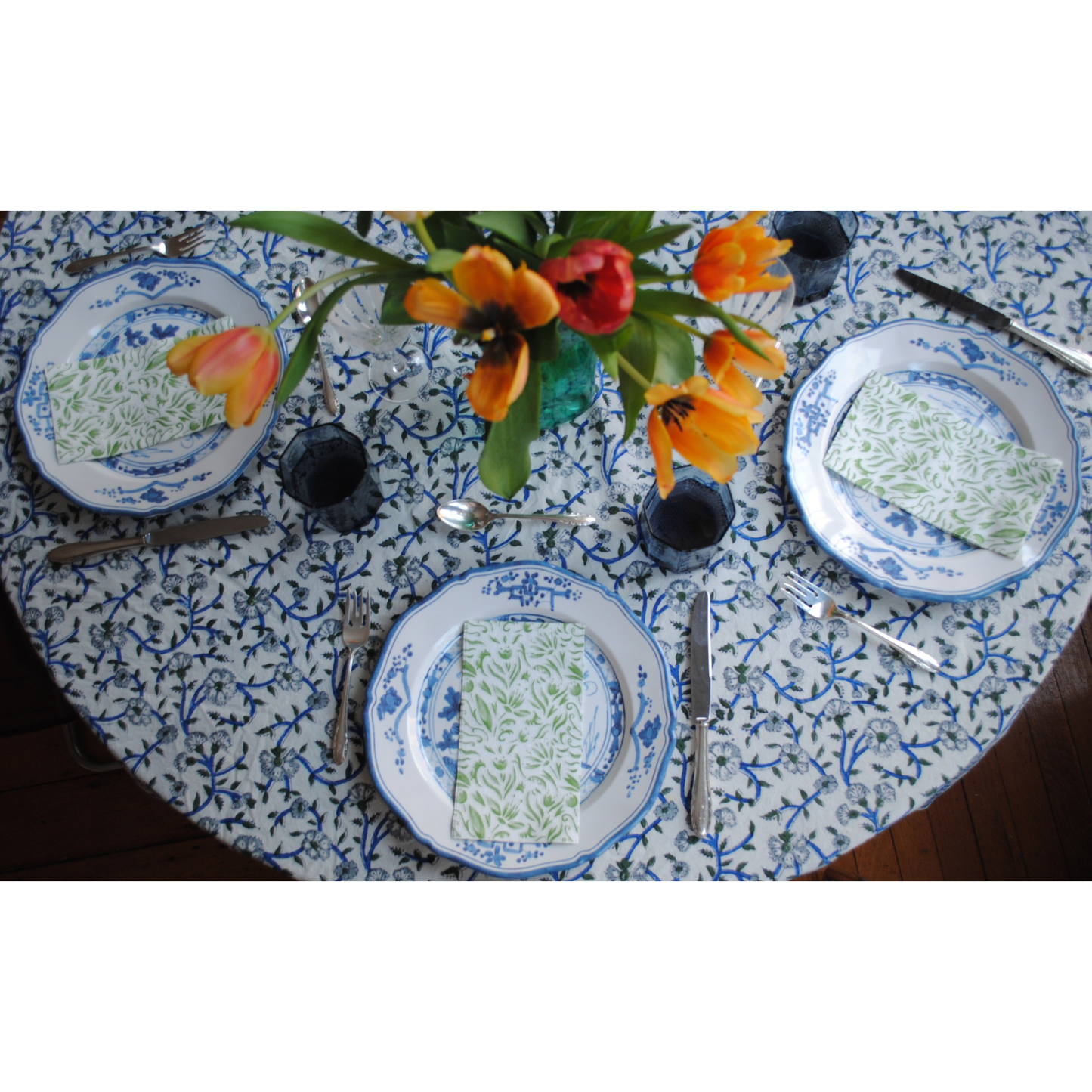 Green Floral Guest Napkins