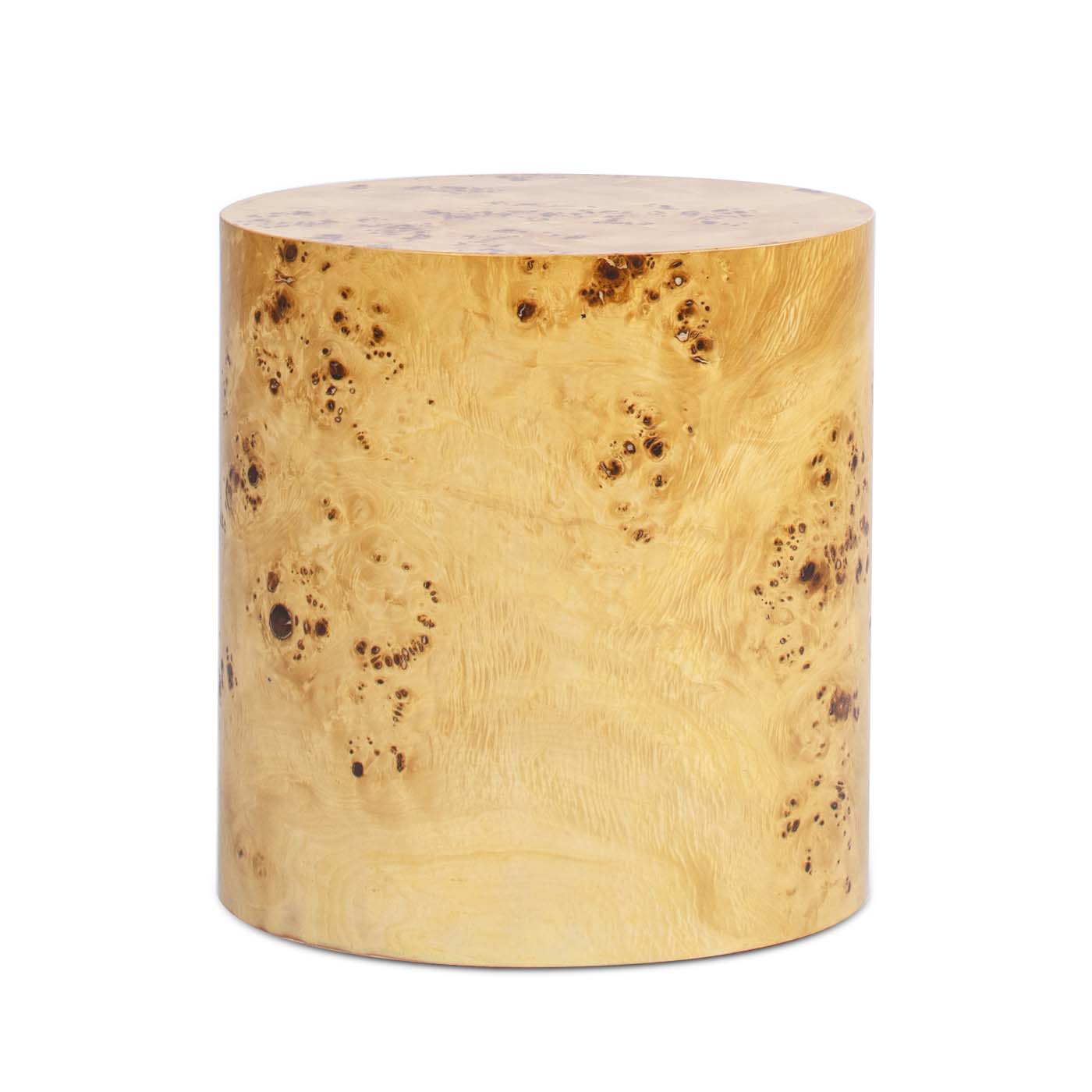 Nebula Accent Oval Pillar Burl Wood Side Table Collection: Warm Natural Brown / 22"