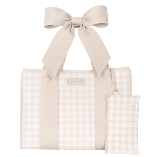 Latte Gingham Bow Jelly Tote