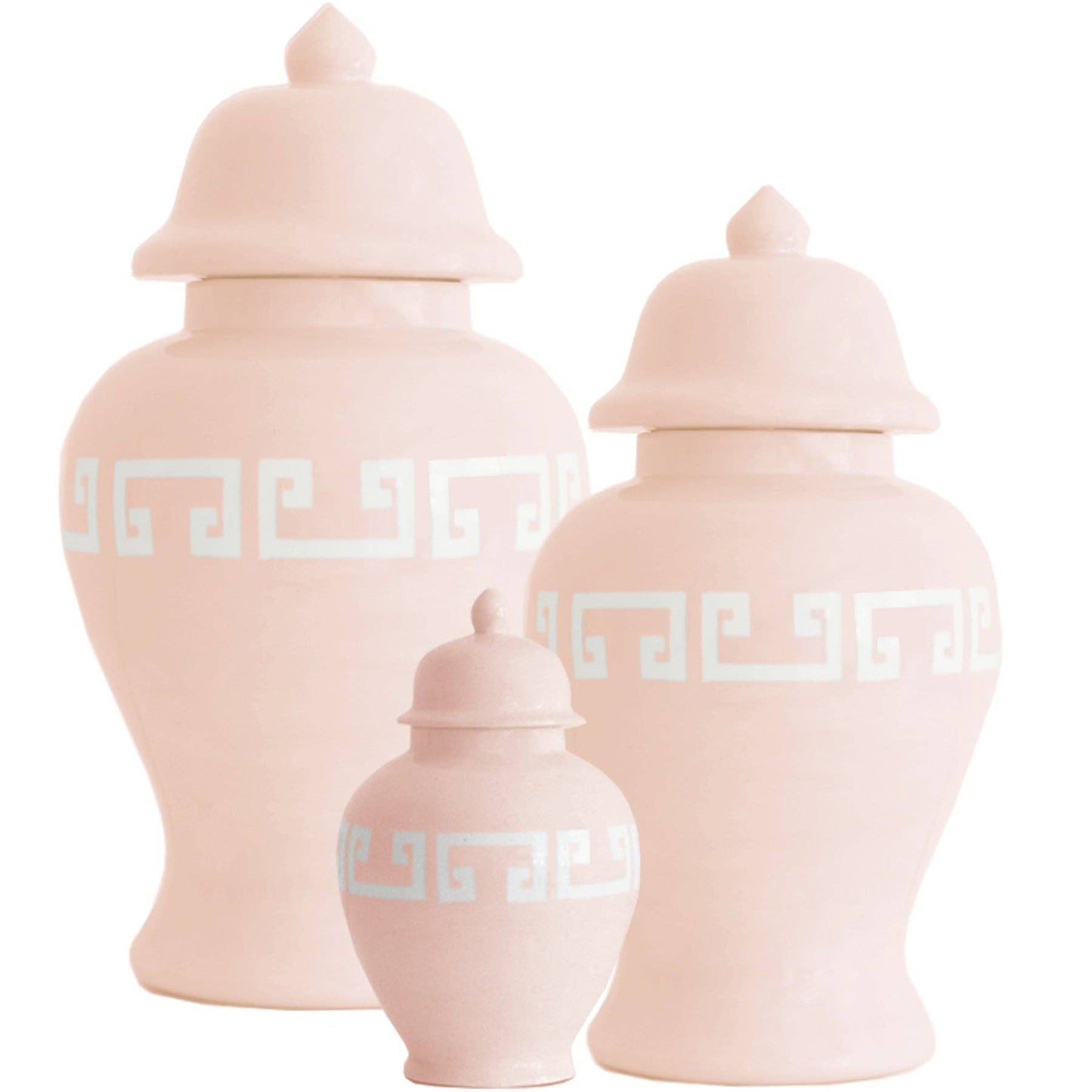 Blush Greek Key Ginger Jars: Small