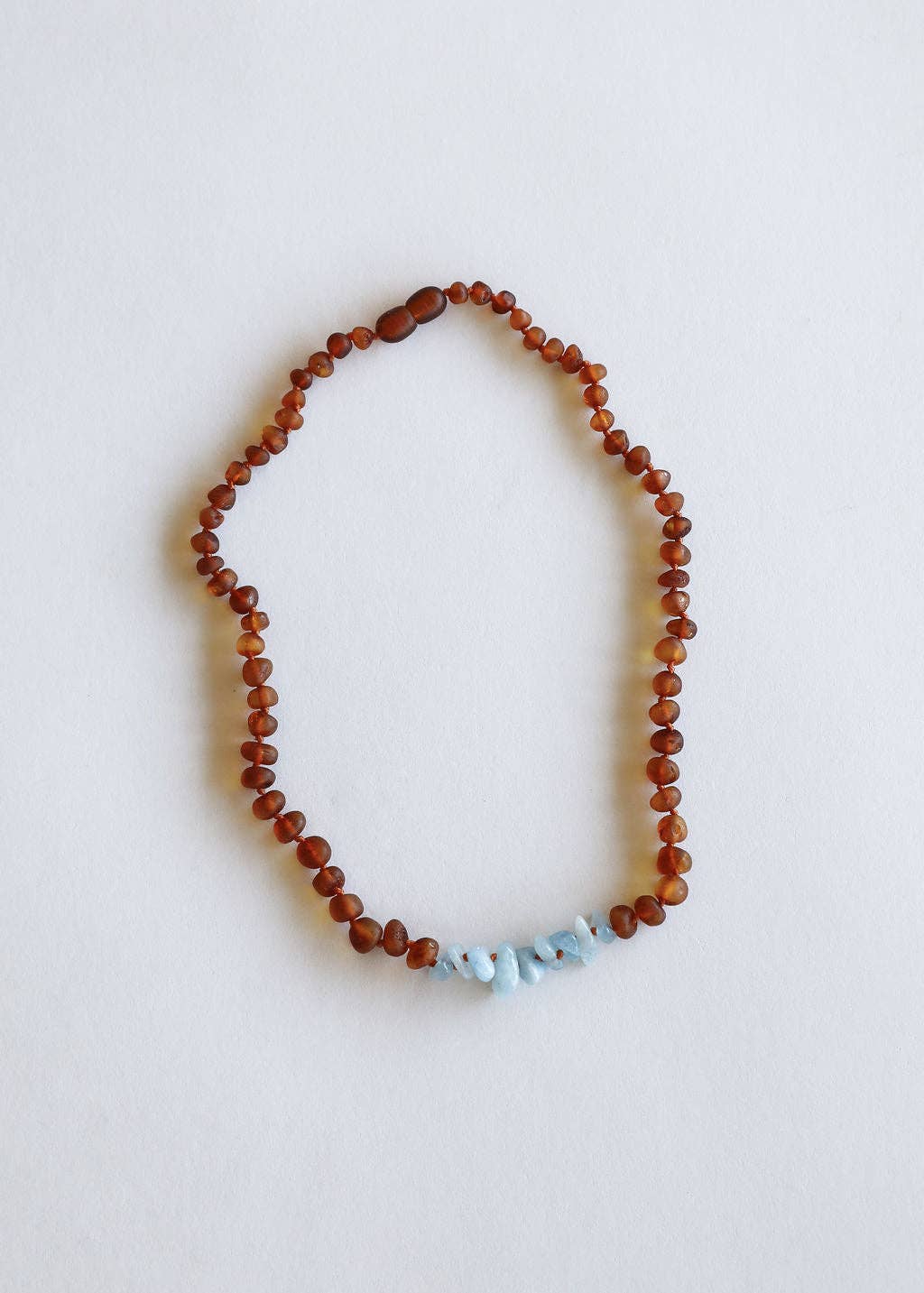 Raw Cognac Baltic Amber + Aquamarine || Necklace: 11" Baby Necklace