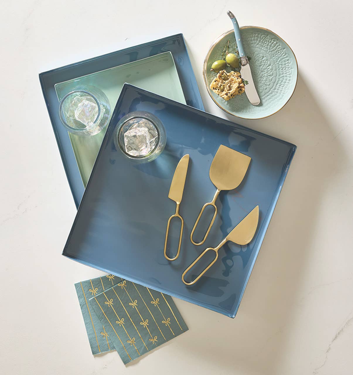 Nested Blue Trays - Set of 3