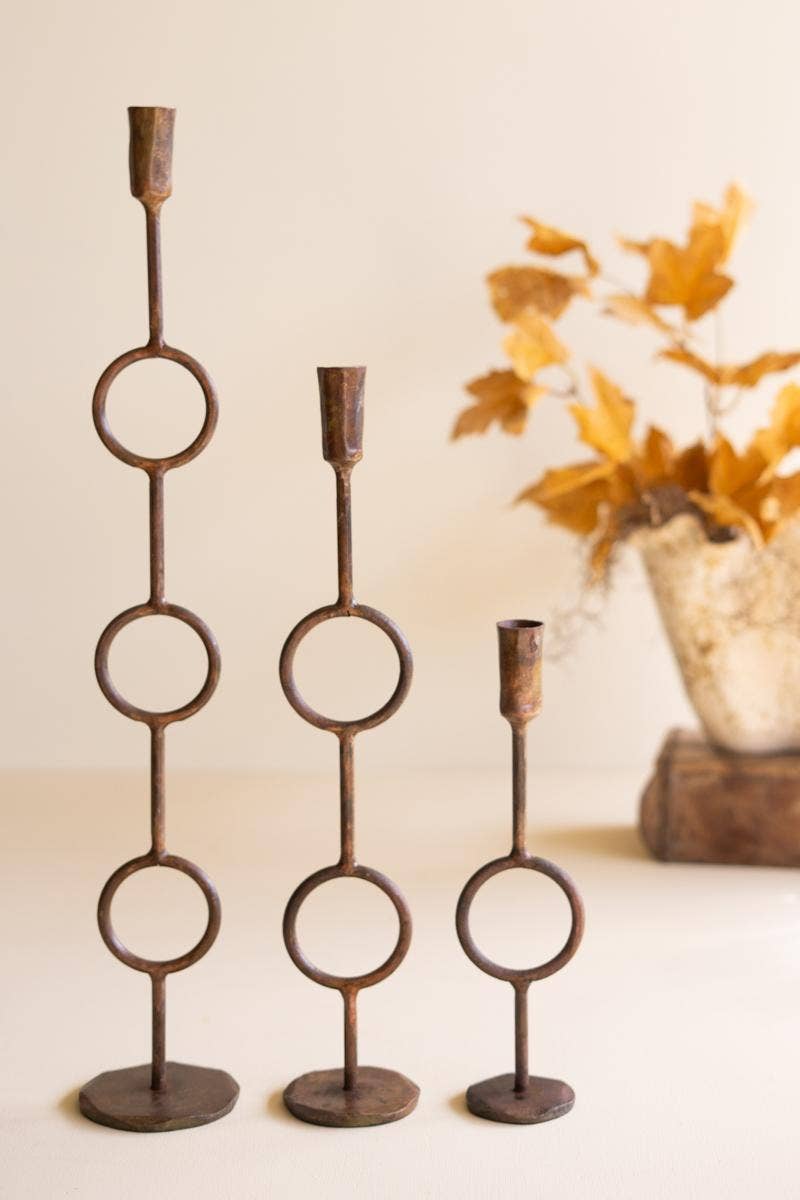 Rustic Ring Candle sticks - Set of 3