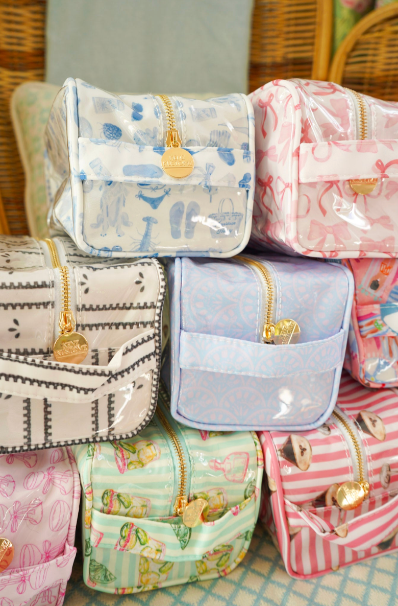 Green + Pink Stripe Dopp Kit