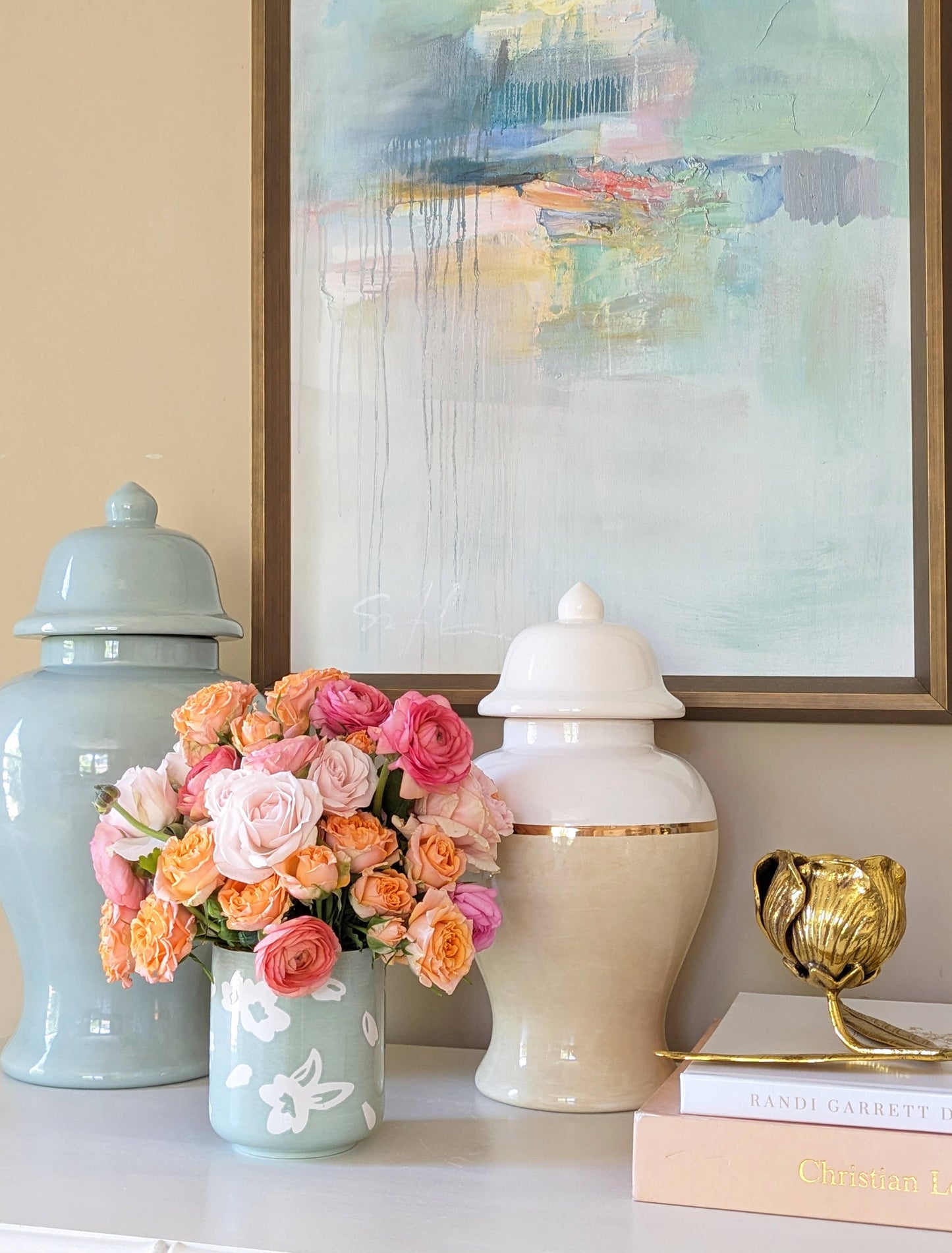 Sakura Ginger Jars in Hydrangea Light Blue: Large