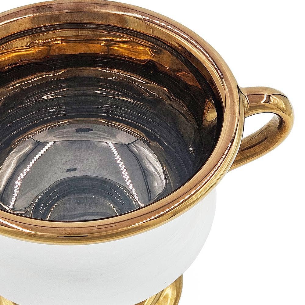 White & Gold Ceramic Flower Vase