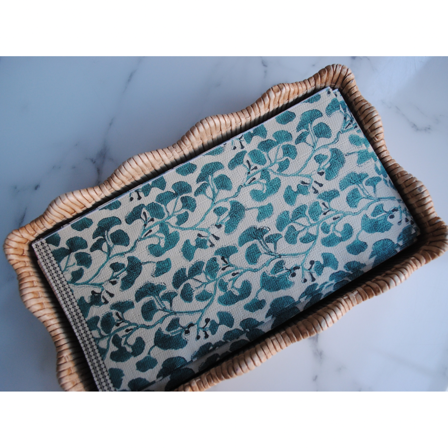 Ginkgo Leaves Block-Print Guest Napkins