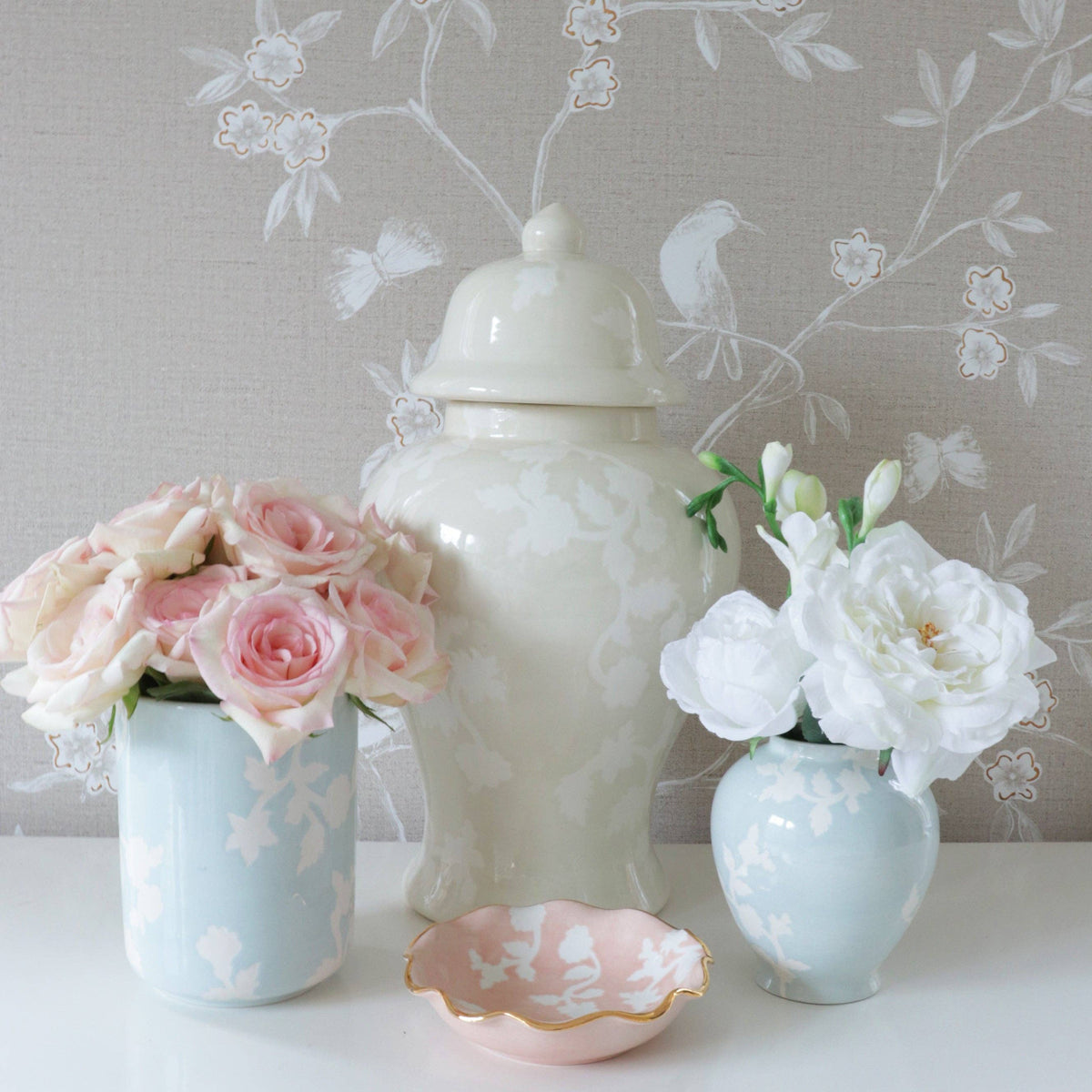 Chinoiserie Dreams Ginger Jars in Beige: Large