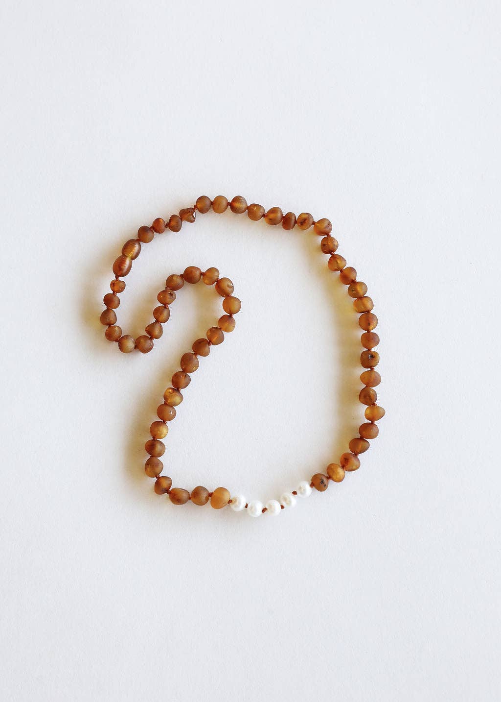 Raw Cognac Baltic Amber + Pearls || Necklace: 11"  Baby Necklace