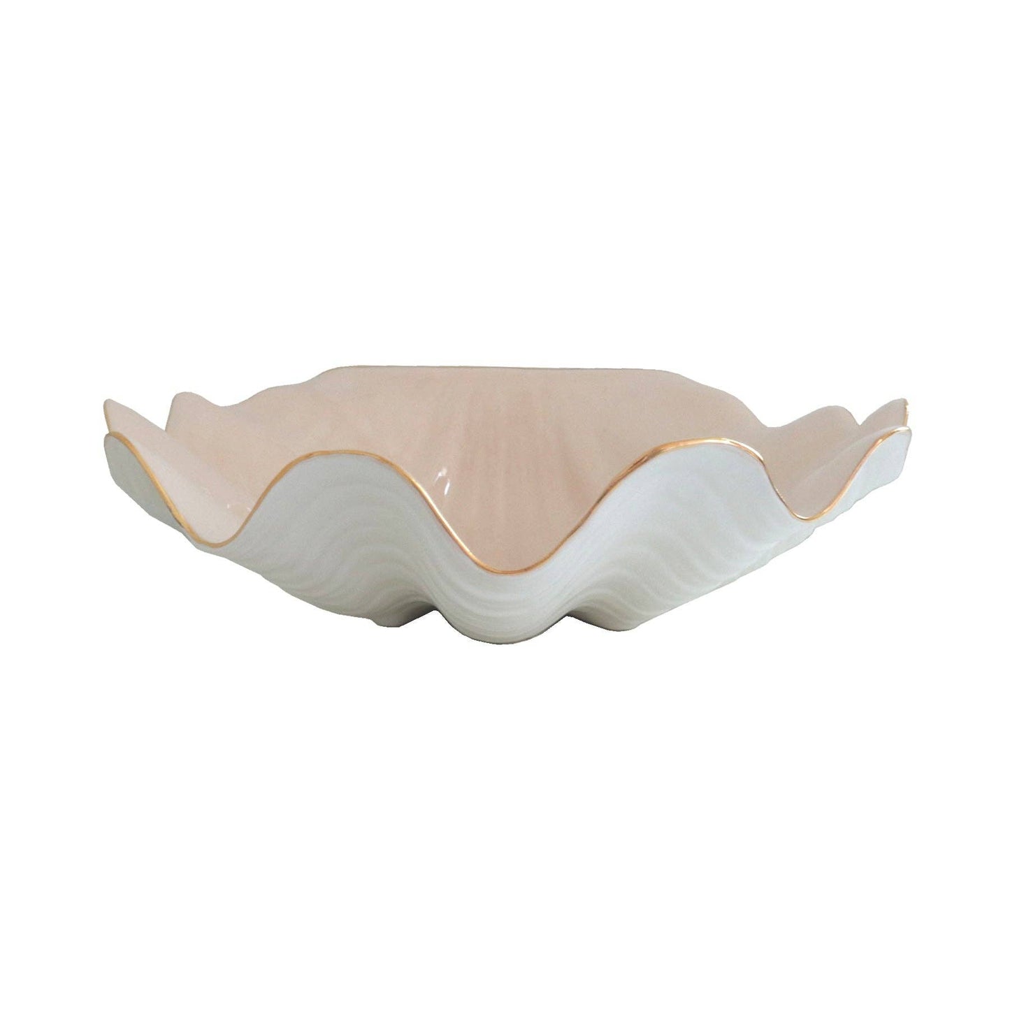 Clam Shell Bowl with 22K Gold Accent: Coral / Small