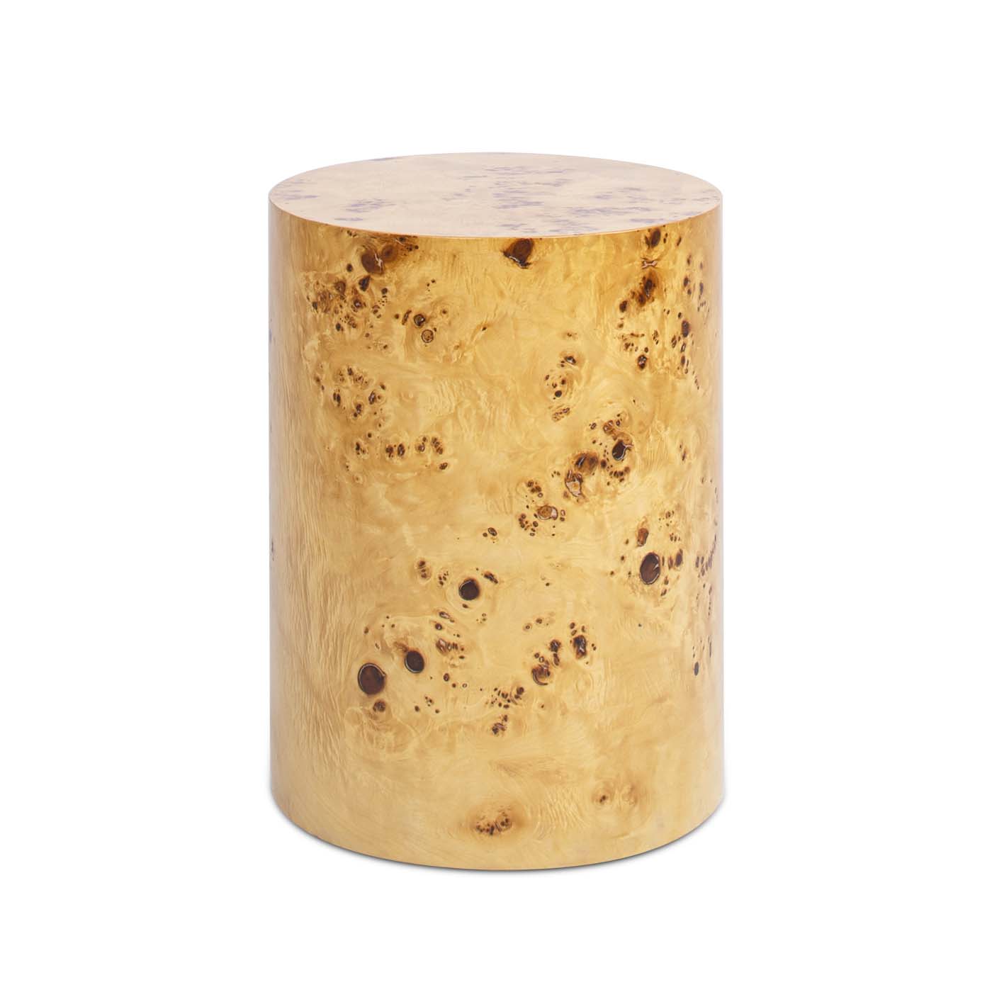 Nebula Accent Oval Pillar Burl Wood Side Table Collection: Warm Natural Brown / 22"