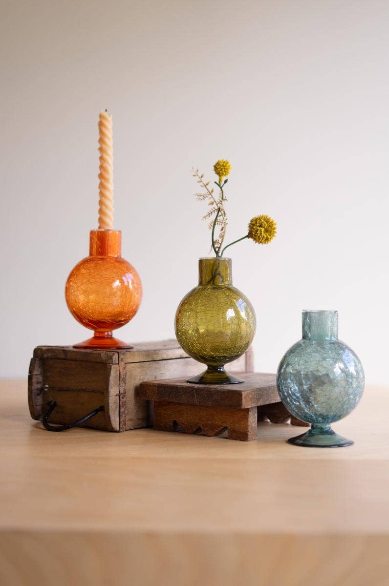 Glass Ball Candle Holders- Set of Three