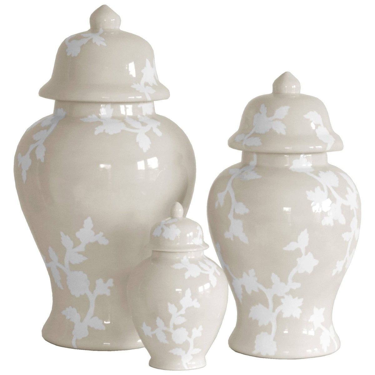 Chinoiserie Dreams Ginger Jars in Beige: Large