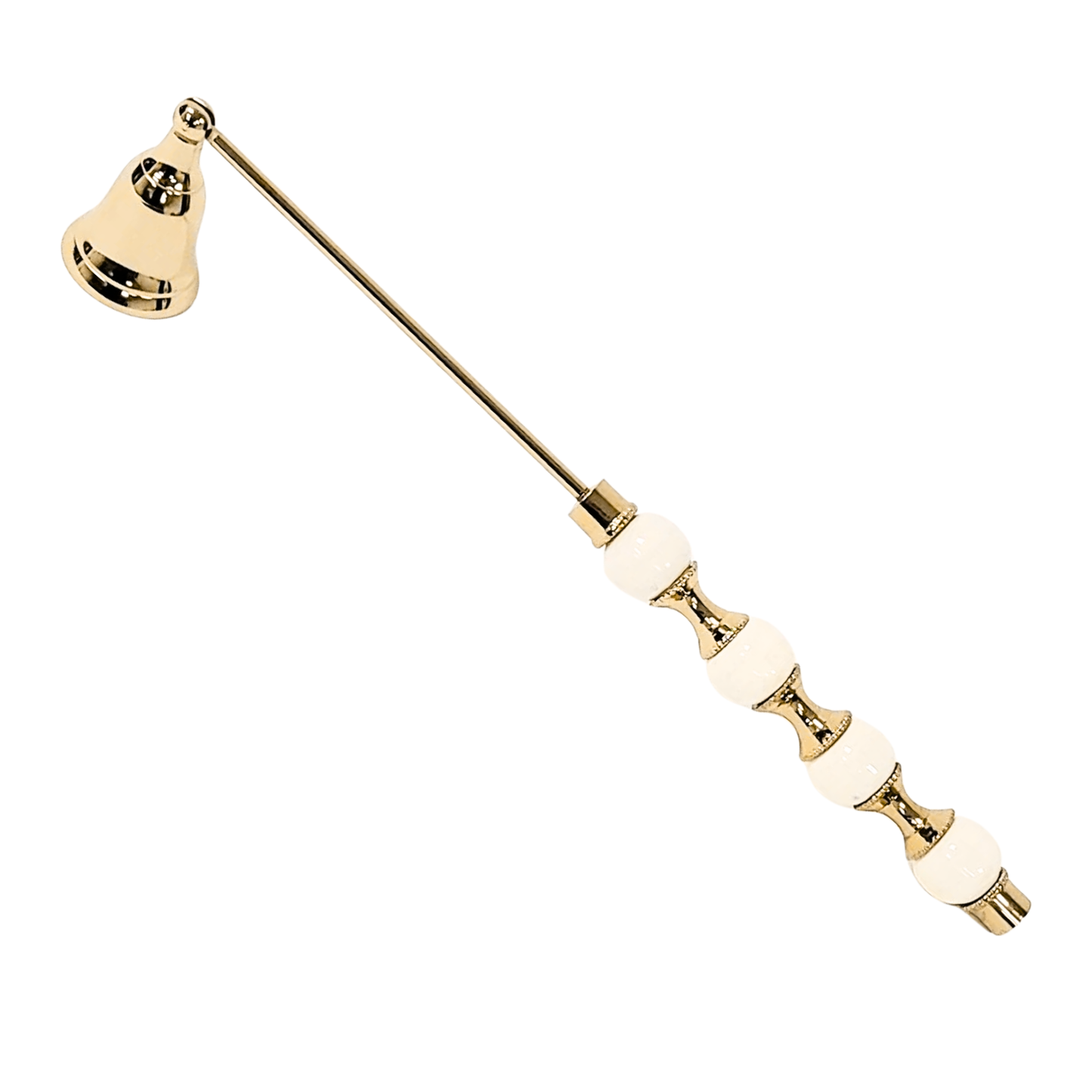 White and Gold Beaded Candle Snuffer